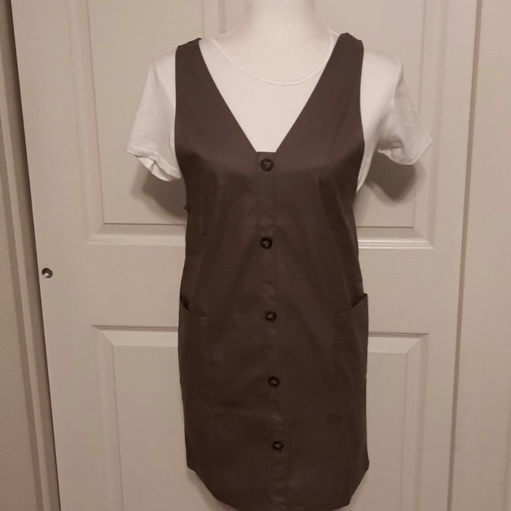 Polyurethane Spandex Light Brown Cutest Dress with T shirt. Front pockets..